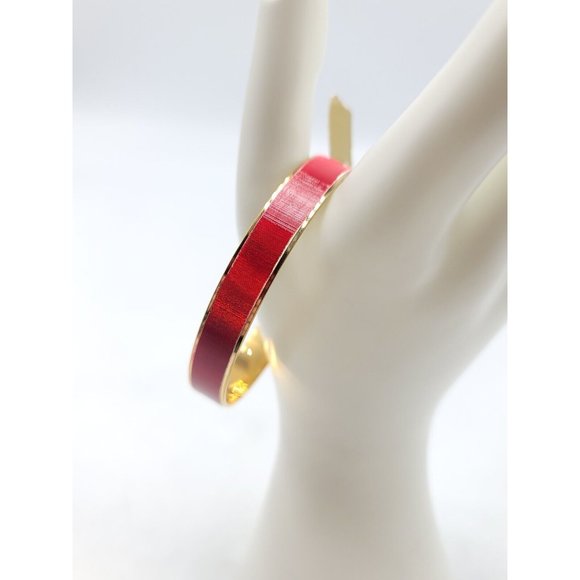 Whiting & Davis Jewelry - Whiting Davis Gold Tone New Old Stock Red Enamel Bangle Bracelet